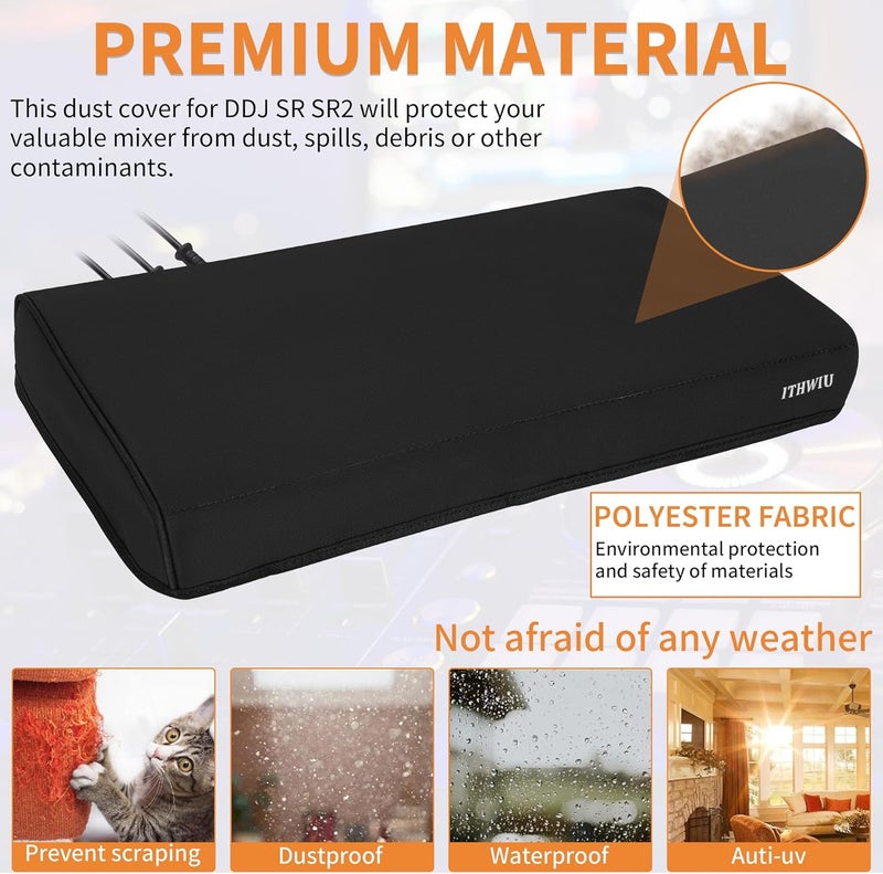 ITHWIU Mixer Protective Cover for DDJ SR SR2 Dustproof & Waterproof Cover 21.7" L X 13" W X 2.5" H, Black - Image 4